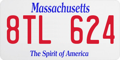 MA license plate 8TL624