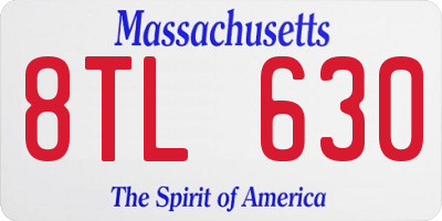 MA license plate 8TL630