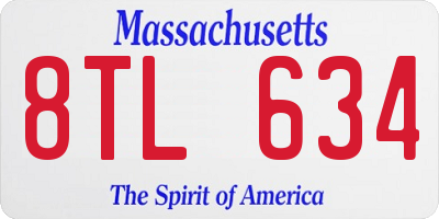MA license plate 8TL634