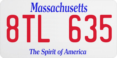MA license plate 8TL635