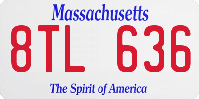 MA license plate 8TL636