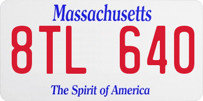 MA license plate 8TL640