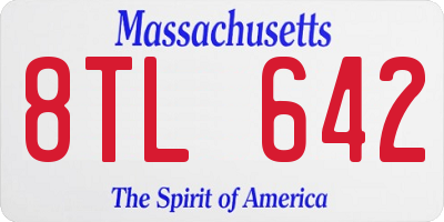 MA license plate 8TL642