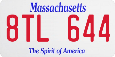 MA license plate 8TL644
