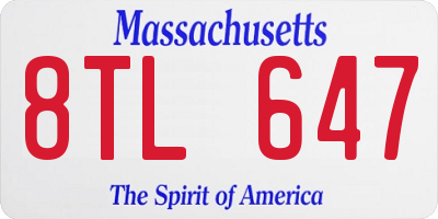 MA license plate 8TL647