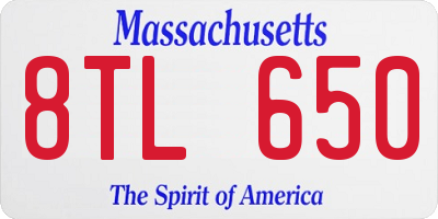 MA license plate 8TL650