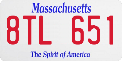 MA license plate 8TL651