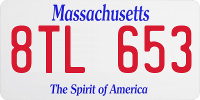 MA license plate 8TL653