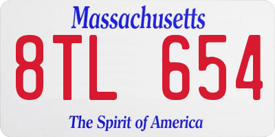 MA license plate 8TL654