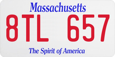 MA license plate 8TL657