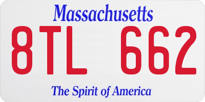 MA license plate 8TL662