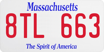 MA license plate 8TL663