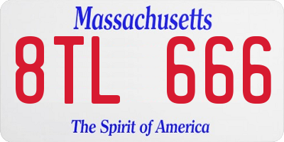 MA license plate 8TL666