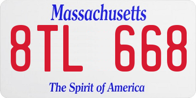 MA license plate 8TL668