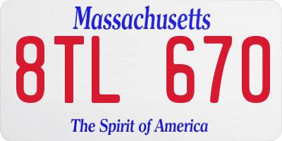 MA license plate 8TL670