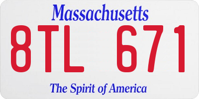 MA license plate 8TL671