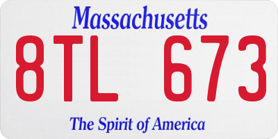 MA license plate 8TL673