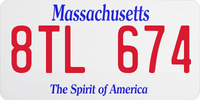 MA license plate 8TL674