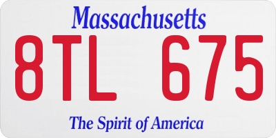 MA license plate 8TL675