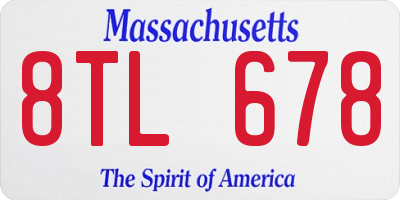 MA license plate 8TL678