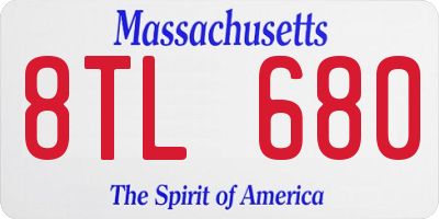 MA license plate 8TL680
