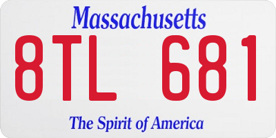 MA license plate 8TL681