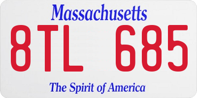 MA license plate 8TL685