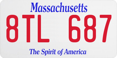 MA license plate 8TL687