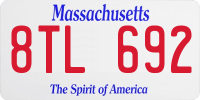 MA license plate 8TL692