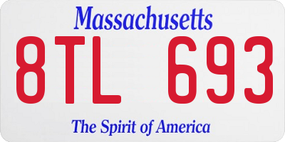MA license plate 8TL693