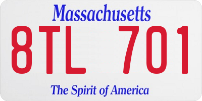 MA license plate 8TL701