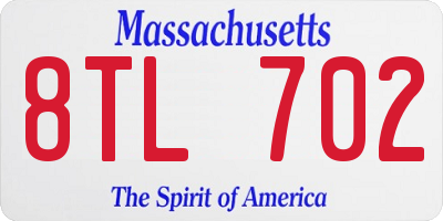 MA license plate 8TL702