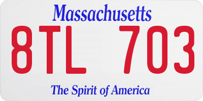 MA license plate 8TL703