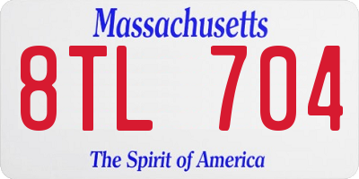 MA license plate 8TL704