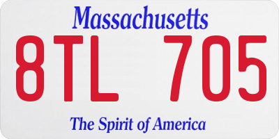 MA license plate 8TL705