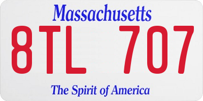 MA license plate 8TL707