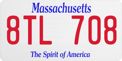 MA license plate 8TL708