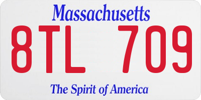 MA license plate 8TL709