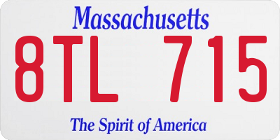 MA license plate 8TL715