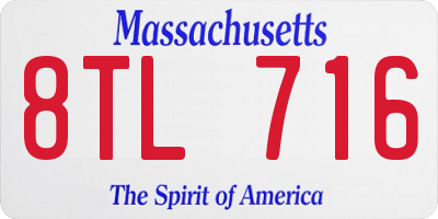 MA license plate 8TL716