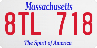 MA license plate 8TL718