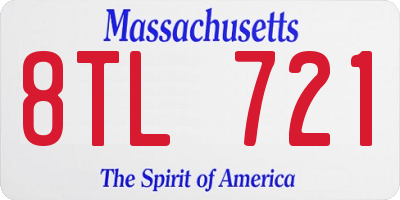 MA license plate 8TL721