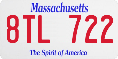 MA license plate 8TL722