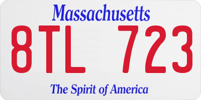 MA license plate 8TL723