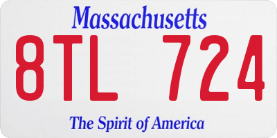 MA license plate 8TL724
