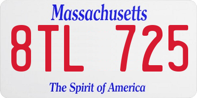 MA license plate 8TL725