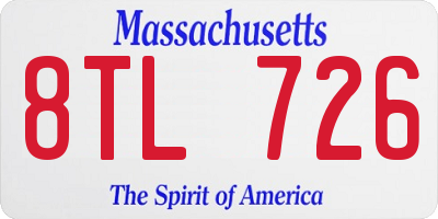 MA license plate 8TL726