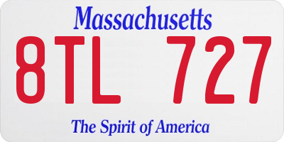 MA license plate 8TL727