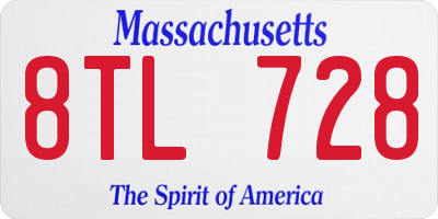 MA license plate 8TL728