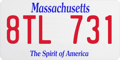 MA license plate 8TL731
